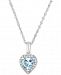 Aquamarine (1/2 ct. t. w. ) & Diamond Accent Heart 18" Pendant Necklace in 14k White Gold