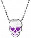 Alex Woo Enamel Heart Skull 16" Pendant Necklace in Sterling Silver