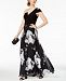 Betsy & Adam One-Shoulder Solid & Floral-Print Gown, Regular & Petite