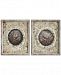Wood Framed & Embossed Metal Wall Decor with Bird, Set of 2