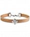 Le Fleur Silver Bangle with White Topaz in Stainless Steel and Rose Gold