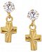 Children's Cubic Zirconia Cross Drop Earrings in 14k Gold