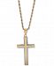 Two-Tone Edged 20" Cross Pendant Necklace in 14k Gold