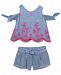 Rare Editions 2-Pc. Cold-Shoulder Top & Shorts Set, Baby Girls