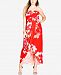 City Chic Trendy Plus Size Printed Draped-Front Gown