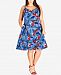 City Chic Trendy Plus Size Tropical-Print Fit & Flare Dress
