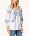 Charter Club Linen Embroidered Peasant Top, Created for Macy's