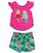 Rare Editions Baby Girls 2-Pc. Parrot-Print Cotton Top & Floral-Print Shorts Set