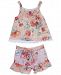 Rare Editions 2-Pc. Floral & Stripe Printed Top & Shorts Set, Baby Girls