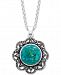 Marcasite & Manufactured Turquoise Filigree 18" Pendant Necklace in Fine Silver-Plate