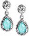 Carolyn Pollack Turquoise/Rock Crystal Doublet Teardrop Filigree Drop Earrings