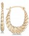 Oval Twist-Look Hoop Earrings in 10k Gold