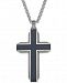 Esquire Men's Jewelry Black Onyx Cross 22" Pendant Necklace in Sterling Silver, Created for Macy's