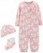 Carter's Baby Girls 3-Pc. Butterfly-Print Cotton Hat, Convertible Coverall & Socks Set