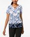 Jm Collection Petite Printed Jacquard Keyhole Top, Created for Macy's