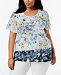 Jm Collection Plus Size Floral-Print Embellished Top, Created for Macy's