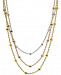 Giani Bernini Tricolor Beaded 18" Multi-Layer Necklace in Sterling Silver, 18k Gold-Plate & 18k Rose Gold-Plate, Created for Macy's