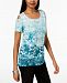 Jm Collection Petite Embellished Printed Cold-Shoulder Top, Created for Macy's