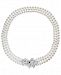 Danori Silver-Tone Crystal Cluster Swarovski Imitation Pearl Three-Strand 17" Collar Necklace, Created for Macy's