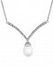 Cultured Freshwater Pearl (9mm x 7mm) & Diamond Accent 17" Pendant Necklace in Sterling Silver
