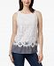 Charter Club Gingham-Hem Lace Top, Created for Macy's