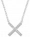 Elsie May Diamond Accent Crisscross Pendant Necklace in Sterling Silver, 15" + 1" extender, Created for Macy's