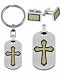 Men's 3-Pc. Set Cross Pendant Necklace, Cuff Links & Key Chain in Stainless Steel