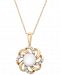 Cultured Freshwater Pearl (8mm) & Diamond (1/10 ct. t. w. ) Flower 18" Pendant Necklace in 14k Gold