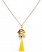 I. n. c. Gold-Tone Pave Fruit Charms & Tassel pendant Necklace, 36" + 3" extender, Created for Macy's