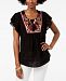 Style & Co Embroidered Butterfly-Sleeve Top, Created for Macy's