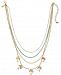 I. n. c. Gold-Tone Bead & Palm Tree Layered Necklace, 15" + 3" extender, Created for Macy's