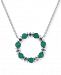 Emerald (2 ct. t. w. ) & White Sapphire (3/4 ct. t. w. ) 16" Pendant Necklace in Sterling Silver