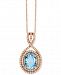 Effy Aquamarine (2-3/8 ct. t. w. ) & Diamond (3/8 ct. t. w. ) 18" Pendant Necklace in 14k Rose Gold