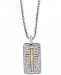 Effy Men's White Sapphire Cross Dog Tag 22" Pendant Necklace (1-3/8 ct. t. w. ) in Sterling Silver & 18k Gold