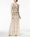 Adrianna Papell V-Neck Floral Beaded Gown