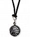 King Baby Men's Chief Disc Black Cord 24" Pendant Necklace in Sterling Silver