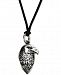 King Baby Men's Eagle Black Cord 24" Pendant Necklace in Sterling Silver