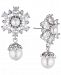 Marchesa Silver-Tone Crystal & Imitation Pearl Drop Earrings, Created for Macy's