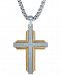 Esquire Men's Jewelry Diamond Cross 22" Pendant Necklace (1/10 ct. t. w. ) in Stainless Steel & Ion-Plate, Created for Macy's