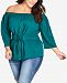 City Chic Trendy Plus Size Belted Peasant Top