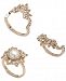 Marchesa Gold-Tone 3-Pc. Set Crystal & Imitation Pearl Stacker Rings