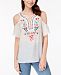 Bcx Juniors' Embroidered Cold-Shoulder Top