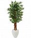 Nearly Natural 5' Parlor Palm Artificial Tree in White Oval Planter