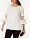 Msk Plus Size Faux-Pearl-Embellished Bell-Sleeve Top