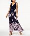Xscape Pleated Floral-Print Gown