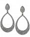Inc Large 1.8" Silver-Tone Pave Drop Hoop Earrings, Created for Macy's