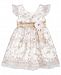 Bonnie Baby Baby Girls Ivory & Gold Floral Embroidered Dress