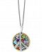 Effy Multi-Gemstone (1-1/2 ct. t. w. ) & Diamond (1/6 ct. t. w. ) Peace Sign 18" Pendant Necklace in Sterling Silver & 18k Gold