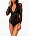 I. n. c. Long-Sleeve Mesh & Lace Bodysuit, Created for Macy's