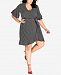 City Chic Trendy Plus Size Chenelle Striped Ruffled Wrap Dress
